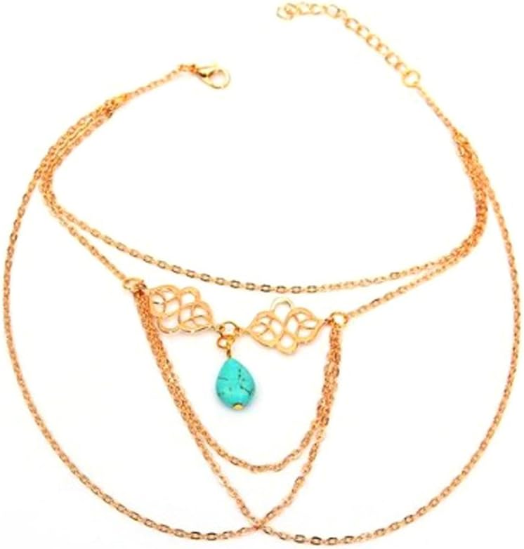 Turquoise Drop Arm Harness Slave Chain Upper Armband Cuff Armlet Bracelet