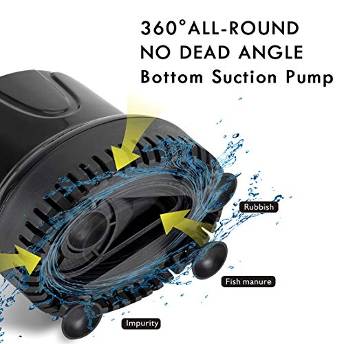 Hygger 60W Pompa Acqua Acquario, 2500L/H Pompa Sommergibile Silenziosa, per Stagno, Fontana, Piscina - Image 5