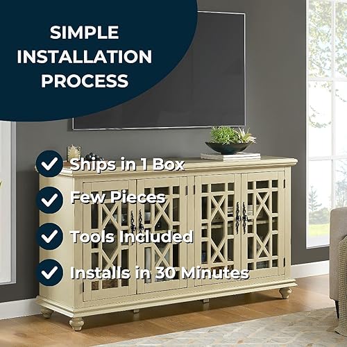 Image of Martin Svensson Home Elegant 63 inch Wood Entertainment Center, Cream White