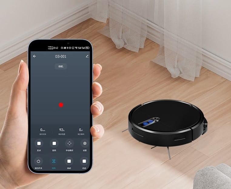 Robotic Vacuum Cleaner 3-in-1 Sweep, Vacuum & Mop | 3200Pa Strong Suction | Smart Mapping | WiFi App & Voice Control | Self Charging | 120 Min Runtime | Slim Design | Black-image-9