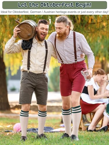 2 Pairs Lederhosen Socks German Oktoberfest Bavarian Lederhosen Socks for Men, Size 10-133