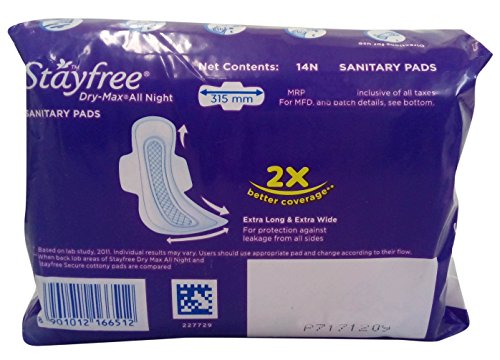 Image of STAYFREE best Dry-Max All Night Ultra-Dry With Wings - XL (14 +14 +14 +14 Sanitary Pads) Sanitary Pad (Pack of 56)