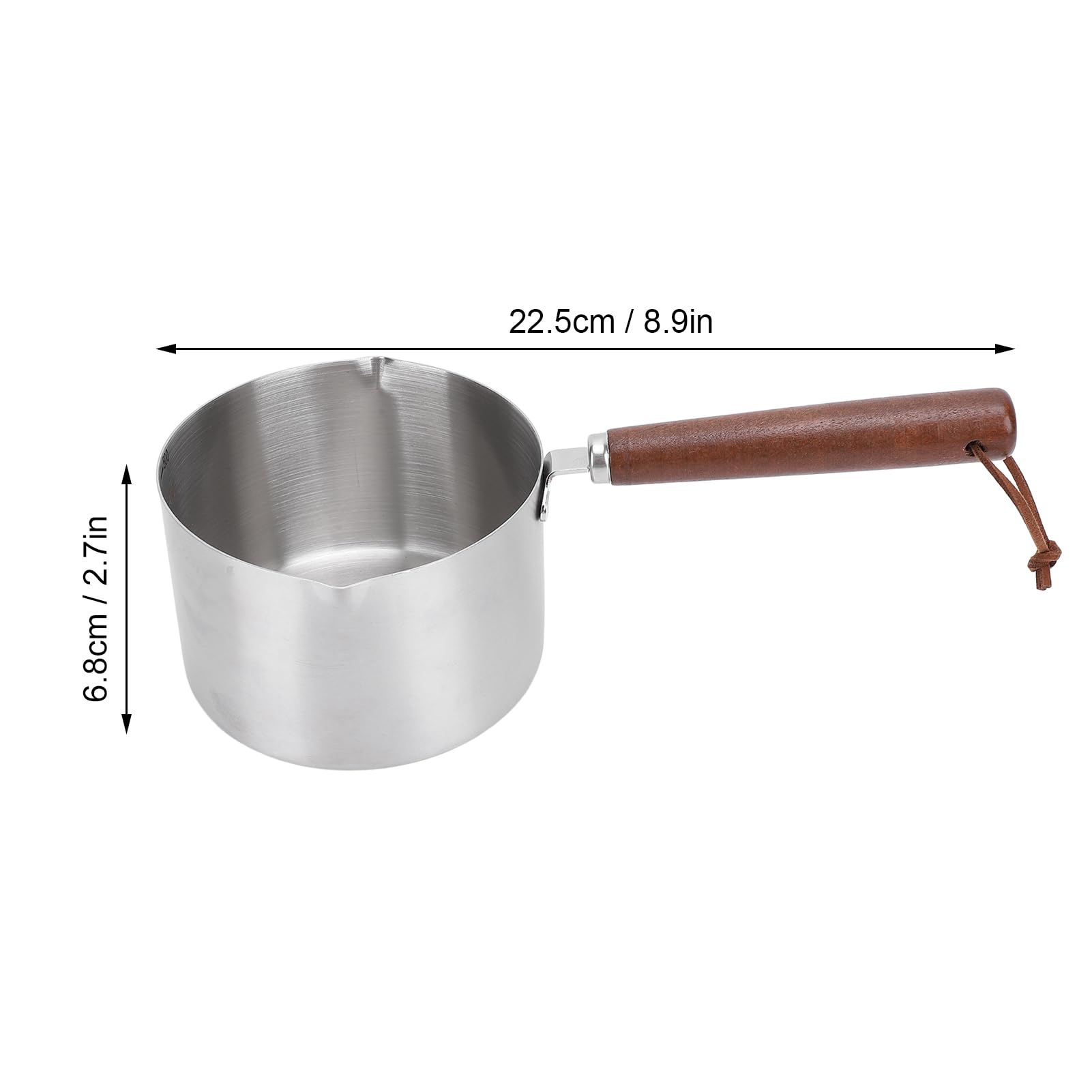 Restokki Butter Warmer Pot Wooden Handle 304 Stainless Steel Mini Milk Boiling Pot for Kitchen