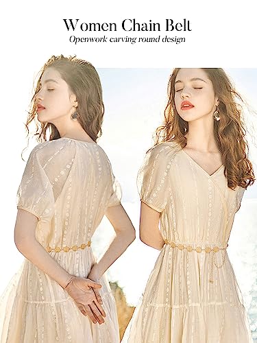 Image of FIORETTO Western Waist Chain Belt Metal Concho Belt for Women Cowgirl Cowboy Boho Country Belt for Dress Jean
