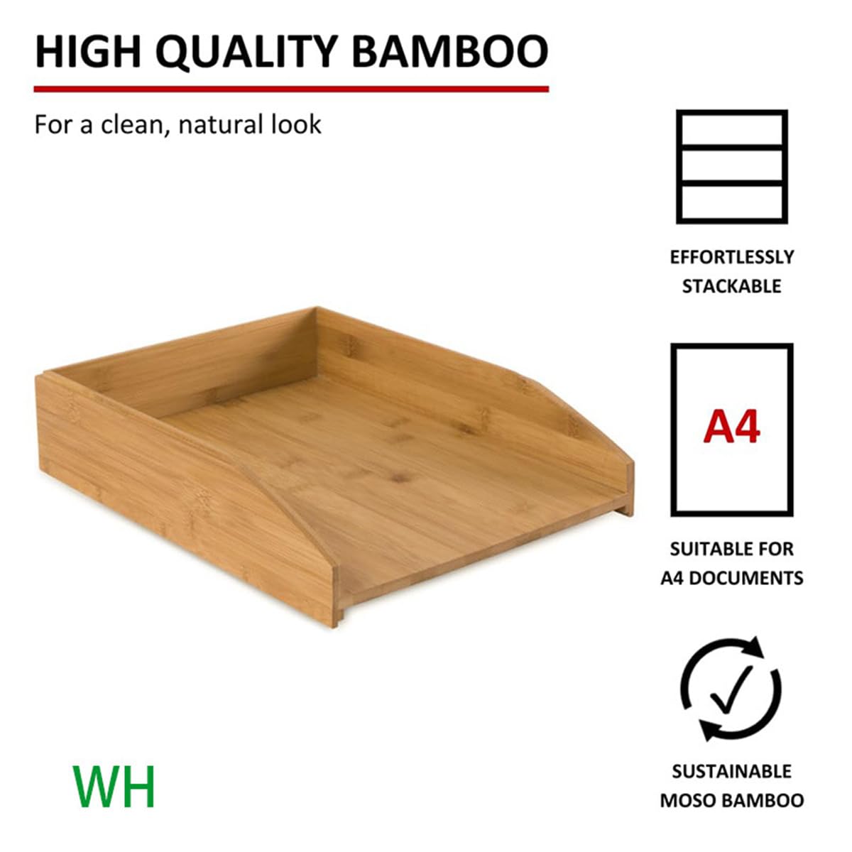 Ablagefächer Stapelbar Holz 2er Set Briefablage Zeitschriften Ordner Post Schreibtisch Organizer Büro Natur