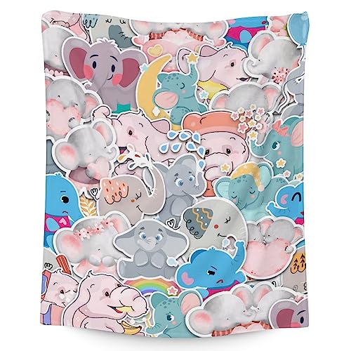 Elephant Blanket Gifts - 40"x50" Cute Throw for Women Girls - Colorful Soft Fuzzy Blankets for Bed, Couch & Living Room
