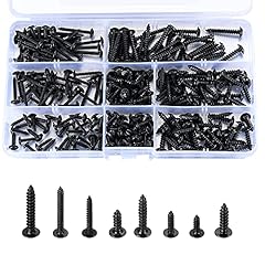 240 Pezzi Viti Autofilettanti Autoperforanti, Set Viti a Testa Piatta a Croce con di Rondelle, Viti a Testa Piatta Autoforanti Acciaio Carbonio Nero