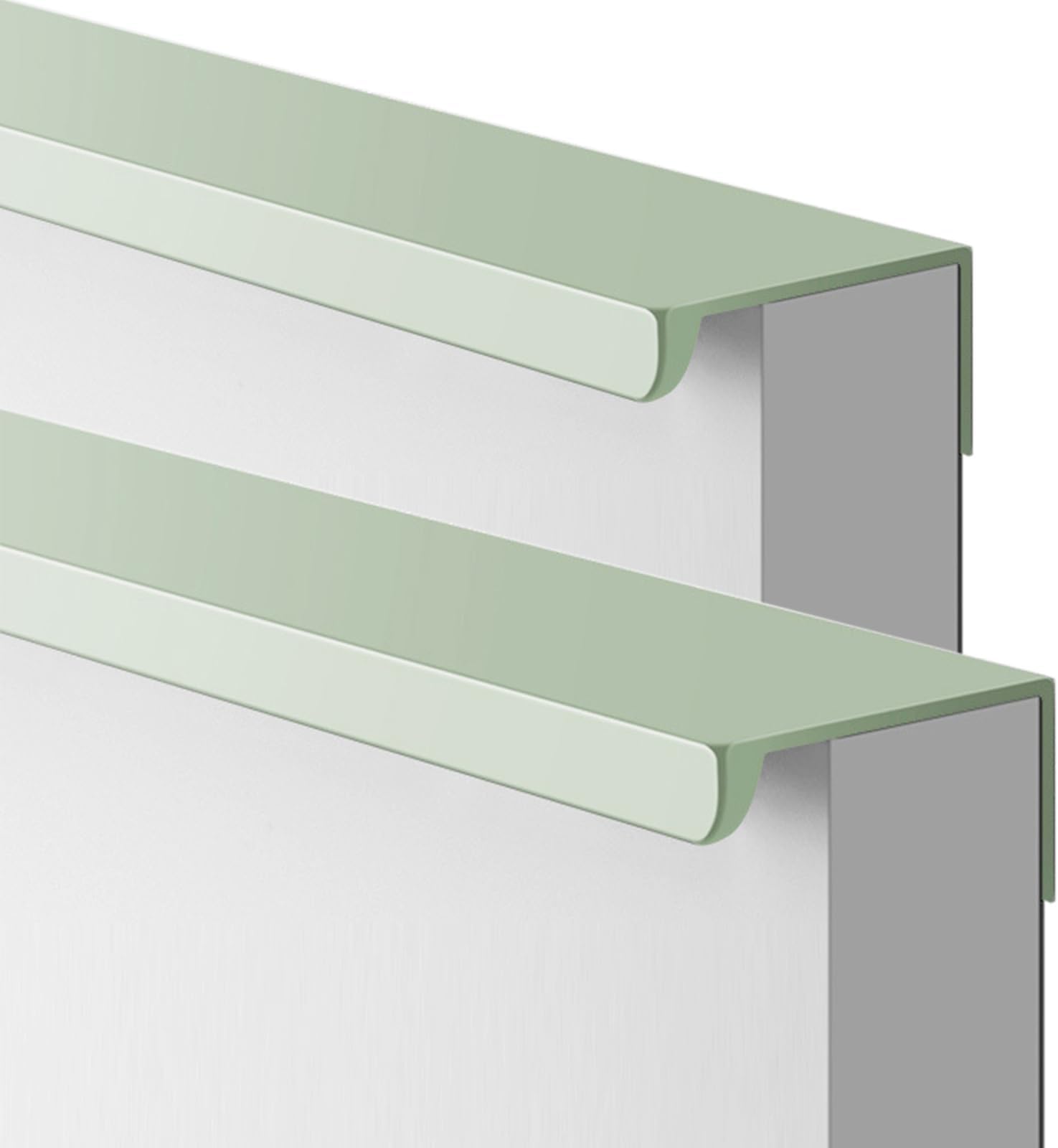2Pcs Modern Concealed Kitchen Cupboard Handles Invisible Aluminum Alloy Pull Handle for Cabinet Drawer Door Knobs Wardrobe Handle Finger Edge Pull Green 80cm/31.5in