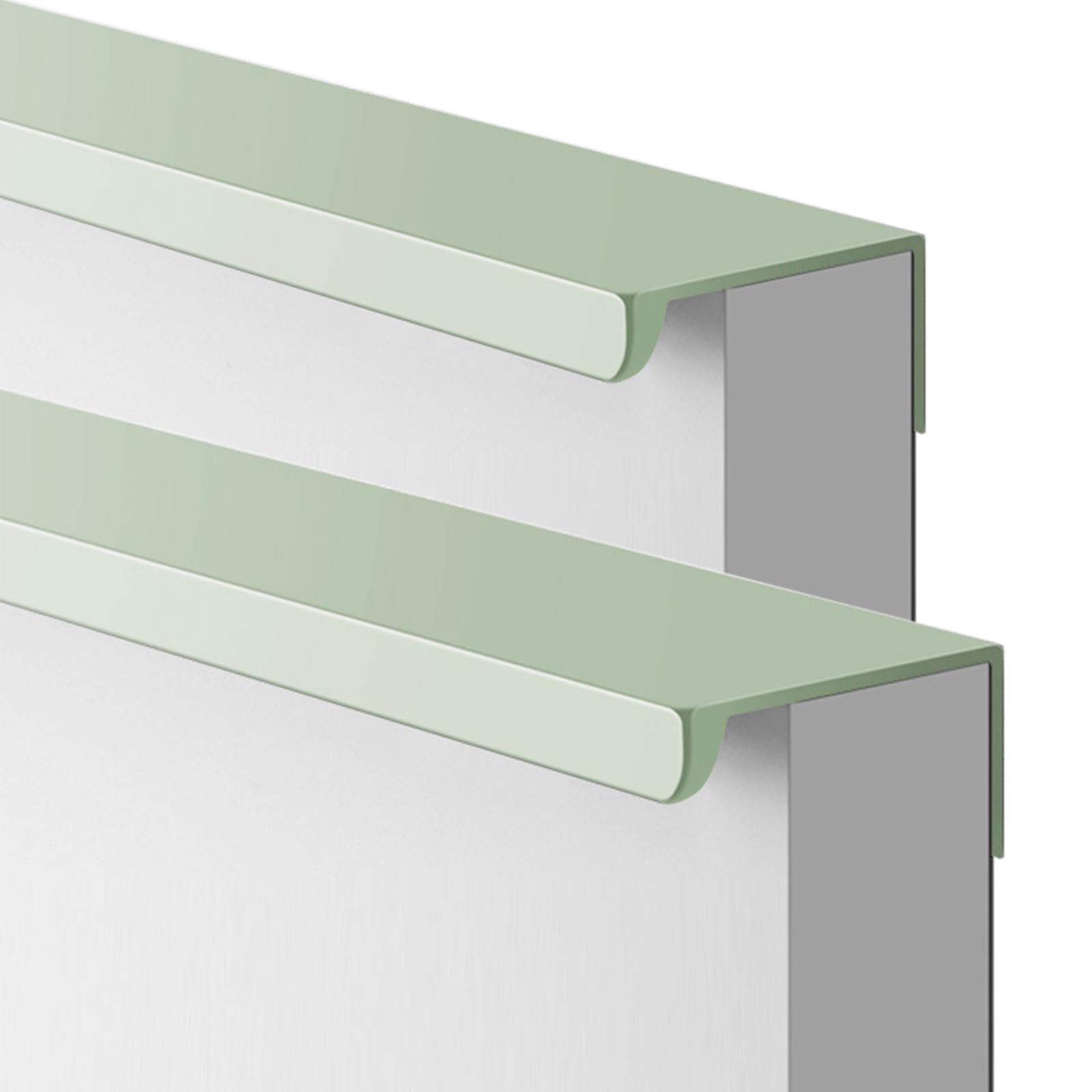 2Pcs Modern Concealed Kitchen Cupboard Handles Invisible Aluminum Alloy Pull Handle for Cabinet Drawer Door Knobs Wardrobe Handle Finger Edge Pull Green 80cm/31.5in