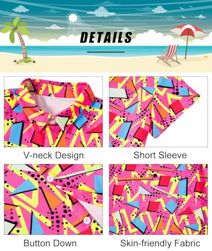 Image of uideazone 2-10 Years Boys Button Down Shirts 3D Graphic Hawaiian Aloha Short Sleeve Dress Shirt Tops