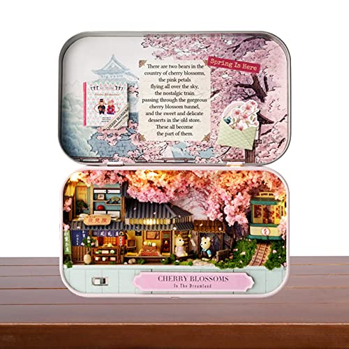 Kit de miniaturas de teatro de caixa | Mini Box Teatro Boneca Brinquedos com Luzes LED,Kit de casa d