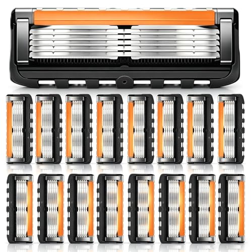 Image of Razor Blades Compatible with Gillette Fusion 5, 16 Pack 5-Layer Shaving Refill Blades, Built-in Dual Lubricating Strip for Comfortable Close Shave, Premium Replacement Blades for Men Daily Grooming