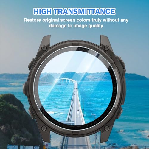Image of 4 Pack Compatible for Garmin Fenix 8 47mm Screen Protector, HD Clear 9H Tempered Glass Watch Protective Film for Fenix 8 Amoled Screen Protector 47mm, Anti-scratch & Sensitive Touch