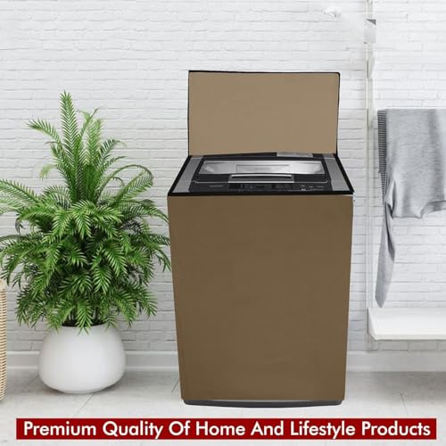Image of Star Weaves Top Load Fully Automatic Washing Machine Cover for 6 kg, 6.5 kg, 7kg & 7.5 kg | Waterproof & Dustproof Polyester Fabric with Zipper | Protective Cover for Washing Machine (Beige,59X59X86)