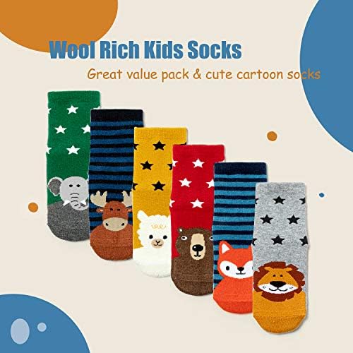 Boys Wool Socks Kids Winter Warm Socks Thermal Crew Socks for Boys 6 Pairs Monsters 2 51mo rEUEWL. AC