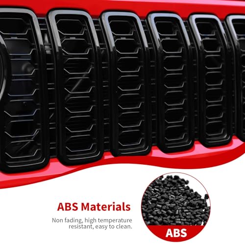 Image of JeCar Front Grille Inserts Grill Frame Trim Covers Exterior Accessories Compatible with Jeep Wrangler 2024 JL JLU & Gladiator JT 2024, Black