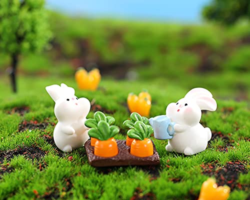 20 Pcs Cute Carrot Fat Rabbits Miniature Figurines Fairy Garden Miniature Moss Landscape Diy Terrarium Crafts Ornament Accessories For Home Décor #TOP7