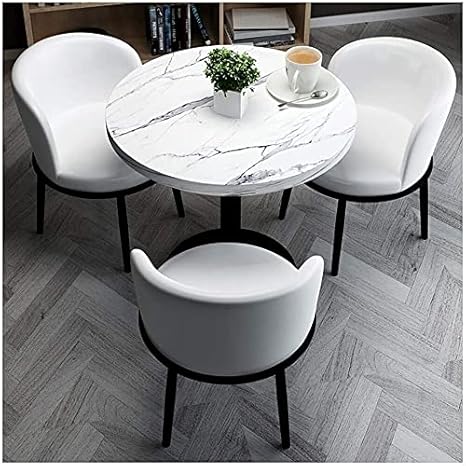 ダイニング セット 食卓セット おしゃれ 食卓 ダイニングテーブルセット ダイニングテーブル 交渉テーブルとチェアセット3 Puレザー1テーブルと3椅子 60cm小ラウンドテーブルデザートショップ会議室ホテル Color White ダイニングセット オンライン通販