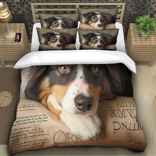 Parure de lit microfibre 135x200 fermeture éclair avec housse de couette chien 3D - 5