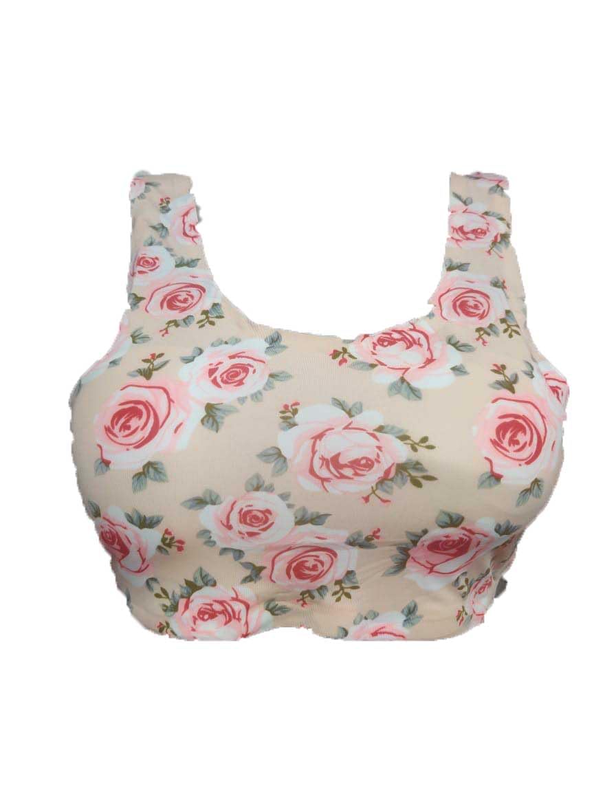OK INTERPRISES Floral Printed Lightly Padded Seamless Sports Bra for Women/Girls Full COVREGE (28 to 34) red Flower-picture-33