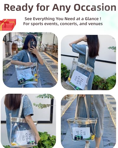 Bling Silver 12x12 Clear Bag for Stadium Events 12 x6 x12, Clear Tote Bag Stadium Approved 12x6x12 Transparent Shoulder Purse for Women 12 x 6 x 12 Work Festival Concert Crochet Yarn Storage4