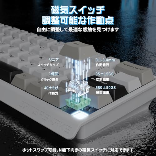 MAMBASNAKE×ATTACK SHARK【X60HE&X11】eスポーツセット 4in1 ラピッドトリガー キーボードマウスセット 8K ゲーミングキーボードマウスセット 60％ 0.01mmRT精度 磁気スイッチ 3モード 無線 0.125ms超低遅延 磁気軸キーボード+PAW3311 60g超軽量マウス+RGBマグネット充電スタンド+8000Hz コイルケーブル【技適認証済み】 白