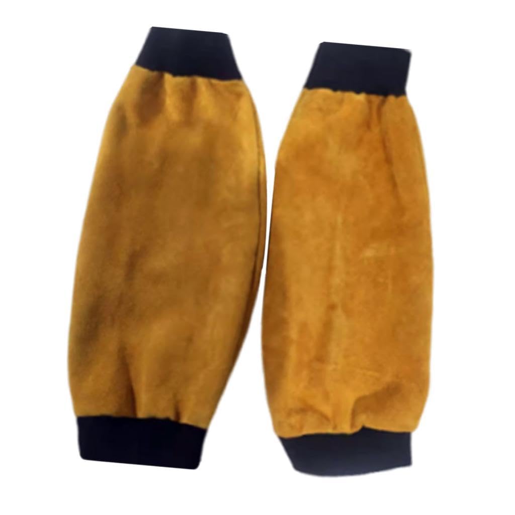 1 Par de Resistentes de material cuero para Soldadura con Elástico, Amarillo a