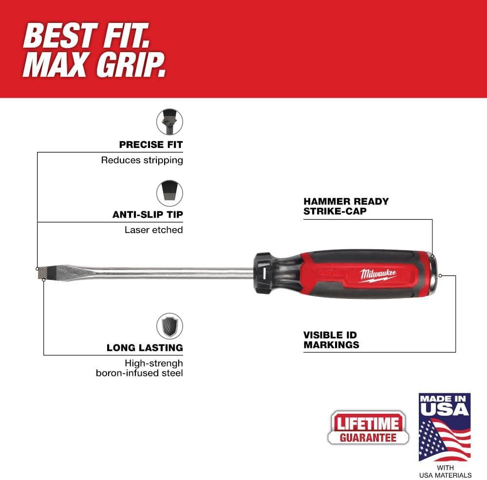 Milwaukee 5/16 in. Slotted 6 in. Demolition Flat Head Screwdriver with Cushion Grip