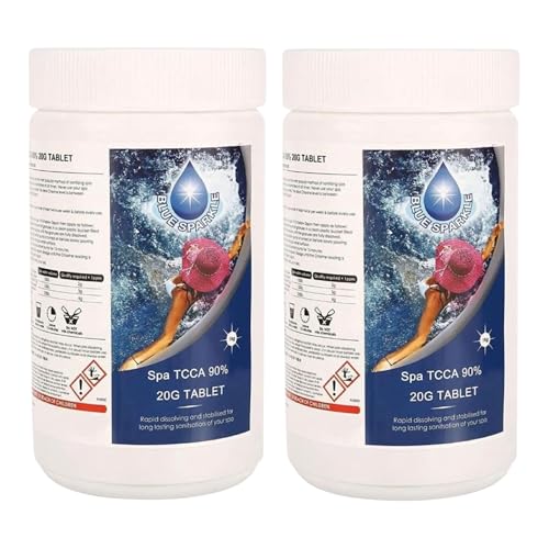 2 Kg Stabilised Chlorine Tablets 100 x 20g Slow Release Dispenser Tablets for Hot Tubs, Swimming Pools, Spas, Paddling Pool Water Cleaning and Sanitising