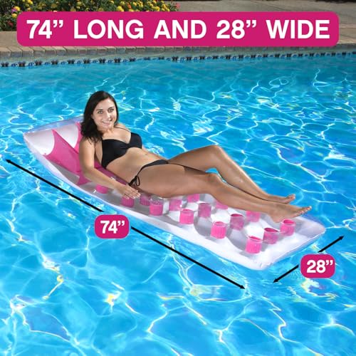 Image of Poolmaster Classic French Pocket Inflatable Swimming Pool Mattress Float for Adults, Pink