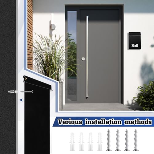 Image of MorningRo 12.2 x 8.66 x 3 Inch Large Black Wall Mount Mailbox with Lock Key for Outside Apartment Porch Rust Proof Security Key Drop Box for Letters Newspapers Cards