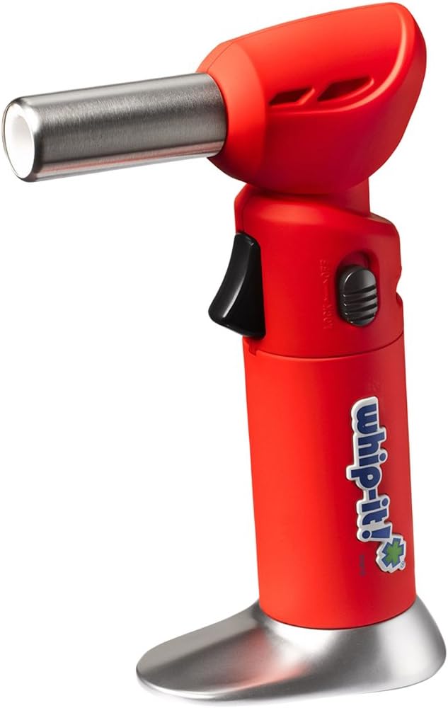 Whip-It! Flex Torch, Red. Butane Torch Lighter, Refillable Cooking Torch with Adjustable Flame, Safety Lock for Soldering, Kitchen, Welding