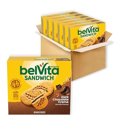 belVita Sandwich Dark Chocolate Creme Breakfast Biscuits, 6 Boxes of 5 Packs (2 Sandwiches Per Pack)