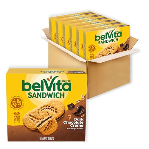 belVita Breakfast Bar Biscuit Sandwiches, Dark Chocolate Creme, 30 Total Packs, 6 Boxes (2 Biscuits Per Pack)