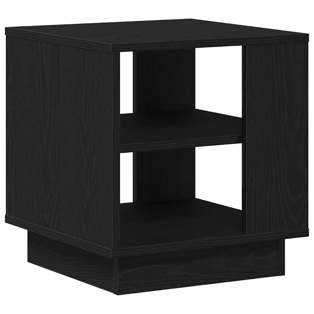 Table de salon moderne carrée 40x40cm avec 2 étagères de rangement intégrées