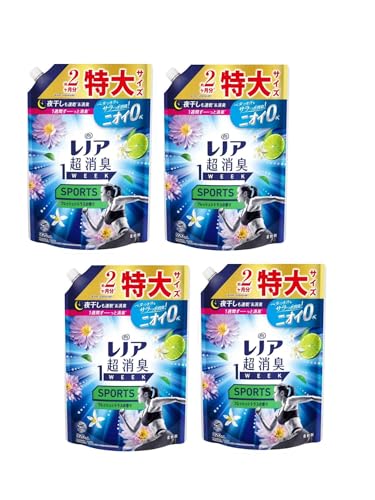 【まとめ買い】レノアスポーツ 超消臭1WEEK 柔軟剤 SPORTS フレッシュシトラス 詰め替え 大容量 920mL×4袋 特大