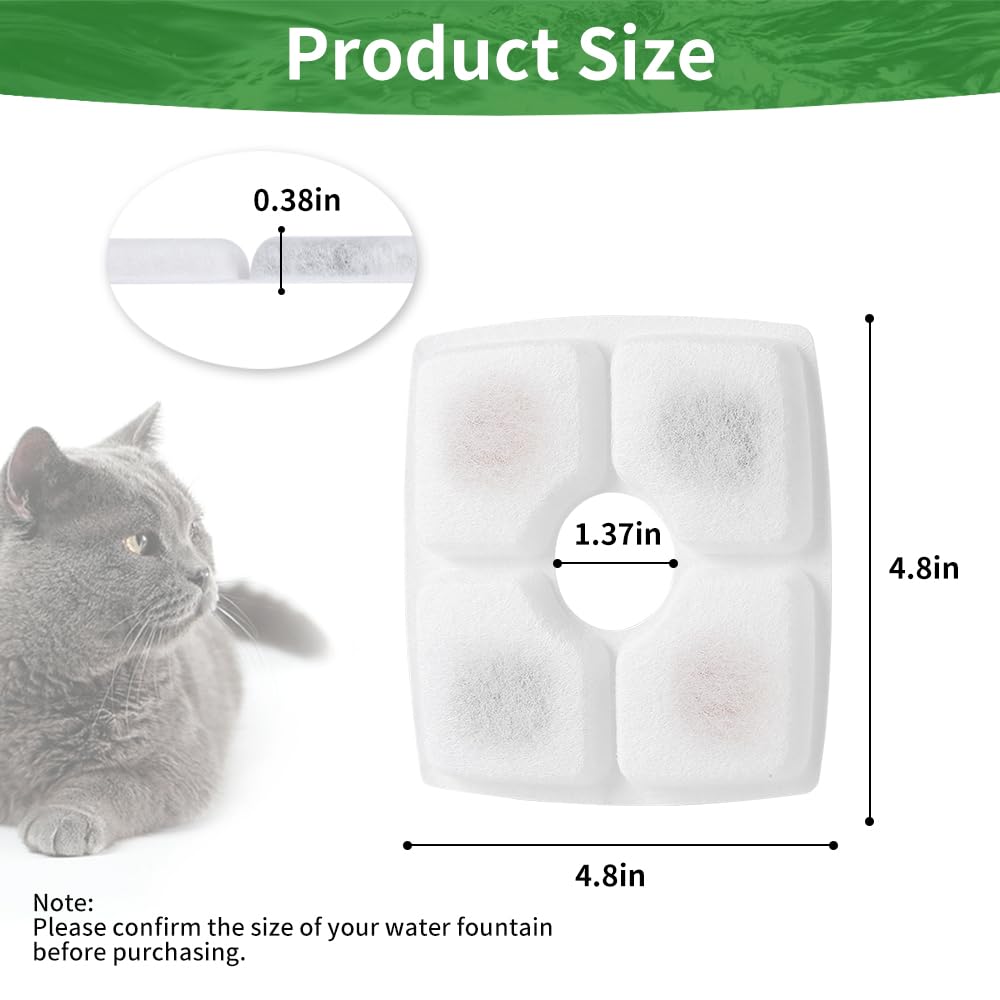 12 Pack Cat Water Fountain Filter Replacement for Square 84oz/2.5L Automatic Cat Fountain Dog Water Dispenser - Image 3