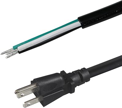 Open End Power Cord 6FT 16AWG, NEMA 5-15P 3 Prong Plug to Stripped & Tinned End, Heavy Duty Power Cord Pigtail, 3 Wire Grounded Appliance Replacement Cord for DIY Electrical Wiring