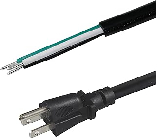 NEMA 5-15P Pigtail Power Cord, 6FT 16AWG Replacement NEMA 5-15P to Stripped and Tinned Power Cord, 3 Prong Open Wiring End for DIY Wiring, Universal Appliance Pigtail Cord (16AWG-6FT)