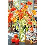 500 Piece Jigsaw Puzzle for Adults Orange Floral Art Premium 15'x23' Beautiful Flowers Large Piece Puzzle with Books Tomatoes Still Life Challenging Gift for Women, Men, Puzzle Lovers