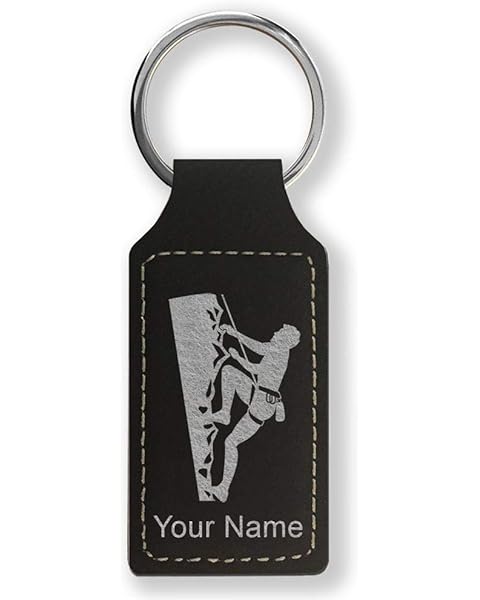 LaserGram Rectangle Keychain, Rock Climber, Personalized Engraving Included