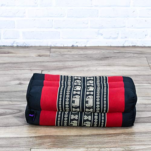 Leewadee Yoga Block Pilates Brick Eco-Friendly Organic and Natural, 14x7x5 inches, Kapok, Black red