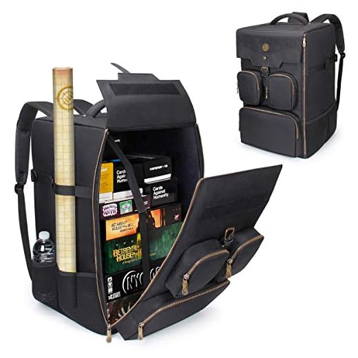 ENHANCE Board Game Backpack - Reinforced Board Game Storage with Padded Shoulder Straps, Carrying Handle and Accessory Pockets for Dice, Card Games and More - Fits Board Games