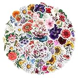 108 PCS Floral Stickers, Waterproof Vinyl Flower Decals, Beautiful Plants Aesthetic Stickers Pack for Laptop, Water Bottle, Journaling, Scrapbooking, Teens Girls Adults Craft