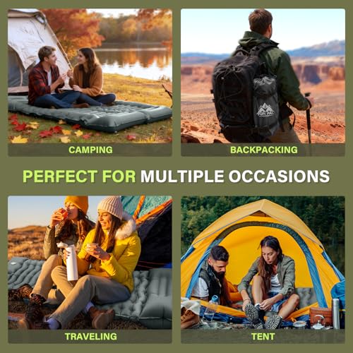 Image of FUN PAC Camping Sleeping Pad with Pillow Built-in Foot Pump Inflatable Sleeping Pads Compact for Camping Backpacking Hiking Traveling - Gray