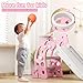 GLAF Toddler Slide Indoor for Toddlers 1-3 Baby Slide Outdoor Playset with Basketball Hoop and Ball Plastic Foldable Slides for Kids Backyard Climber Set (Pink)