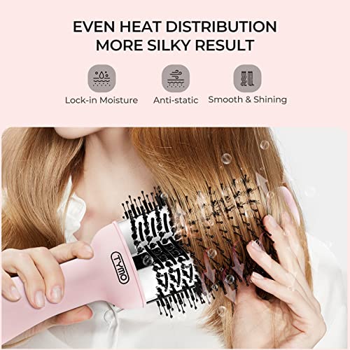 image for TYMO Pink Volumizer Hair Dryer Brush with Titanium Barrel, 1200W, 3 Sp