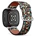 CJBROES Replacement Leather Watch Band, Compatible with Fitbit Versa 3 and Fitbit Sense of Wristband Bracelet Accessory - Ikat