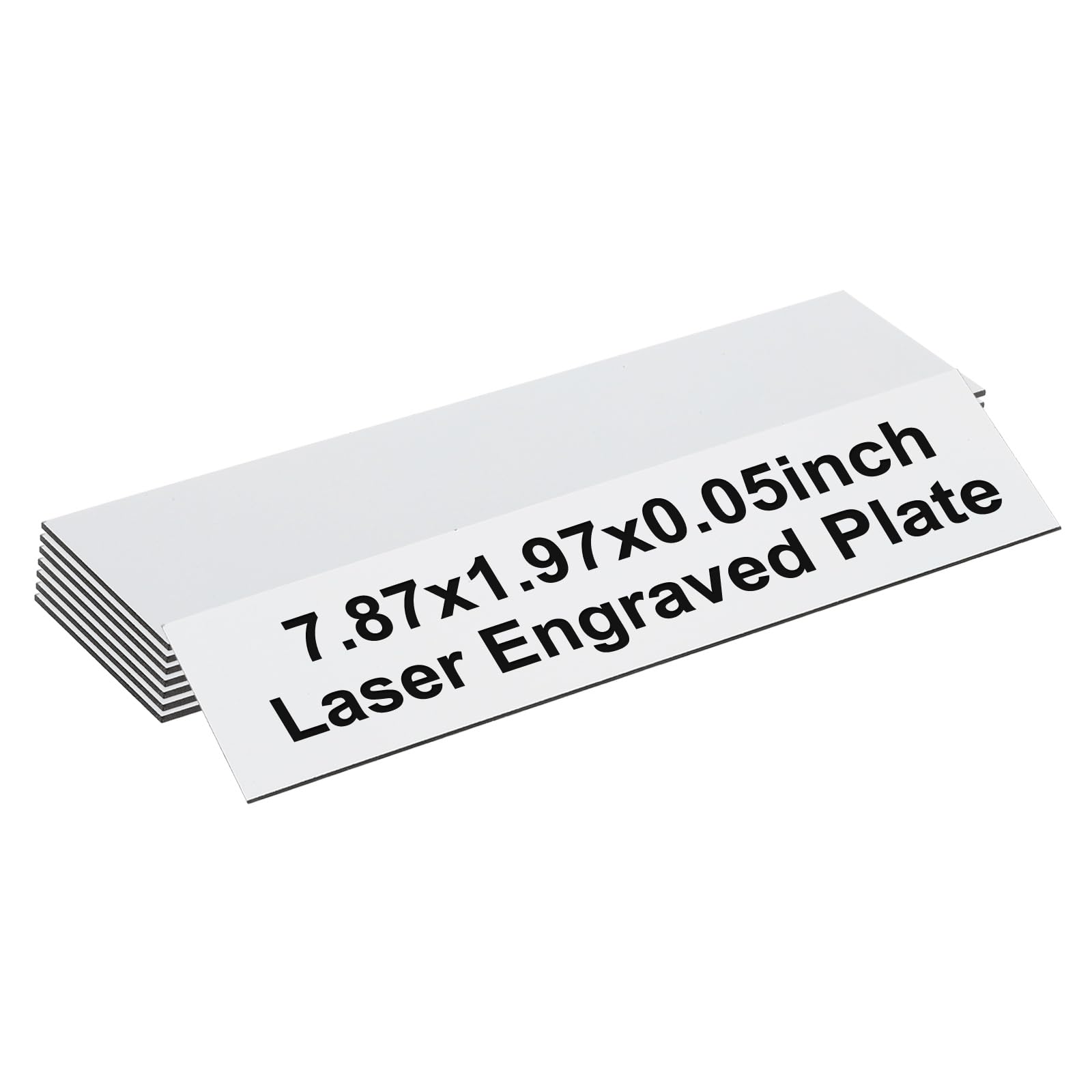 PATIKIL Blank Name Plates, 7.87x1.97" Engraved Name Plates Name Plate Personalized Custom Door Signs Desk Tags for Office Classroom, White with Black Letter, 8 Pcs