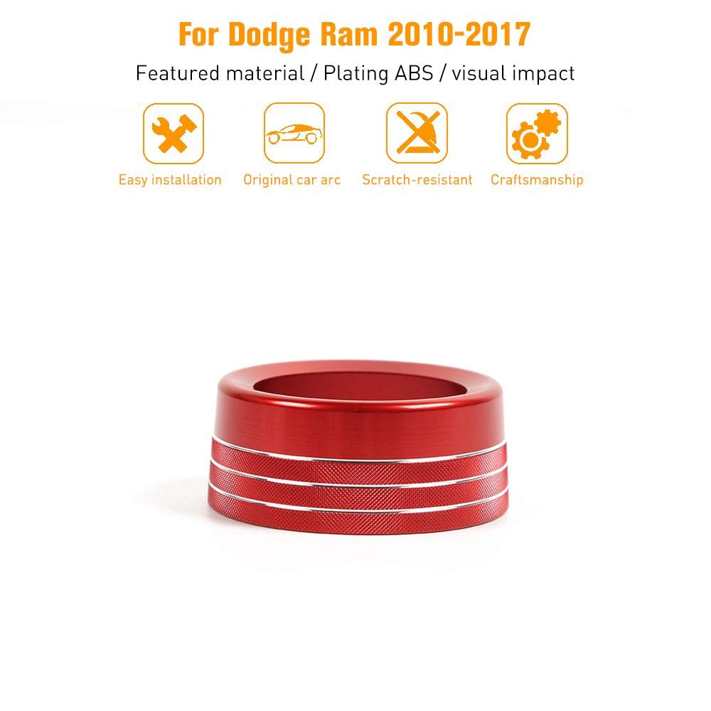 Hoolcar Red Gear Shift Knob Cover ABS Sticker Trim for 2013-2017 Dodge Ram (Not fit Rebel Modle)